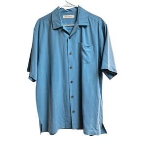 Tommy Bahama Men's Silk Camp Shirt Blue Medium